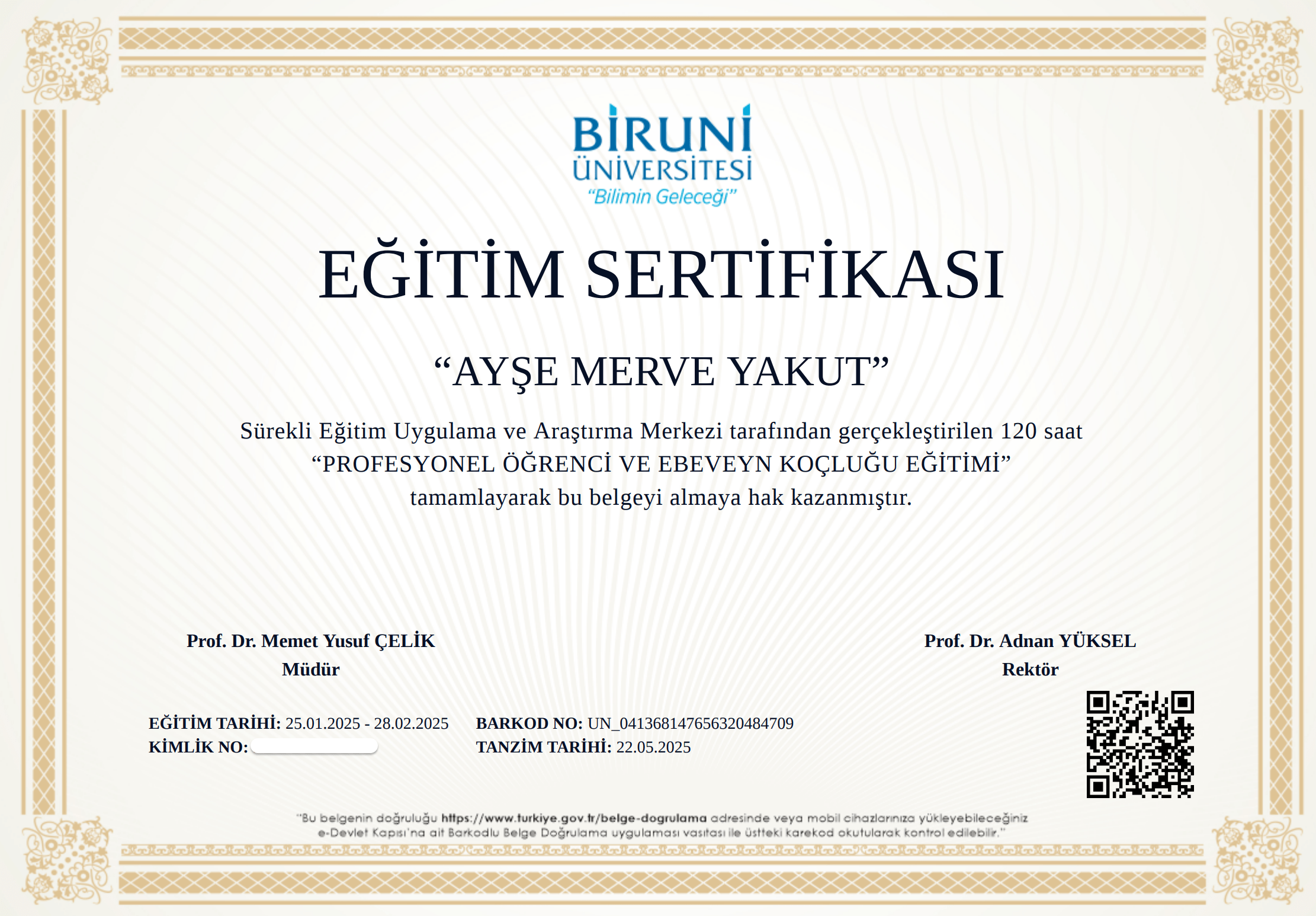 Amy Akademi Eğitim Sertifikası
